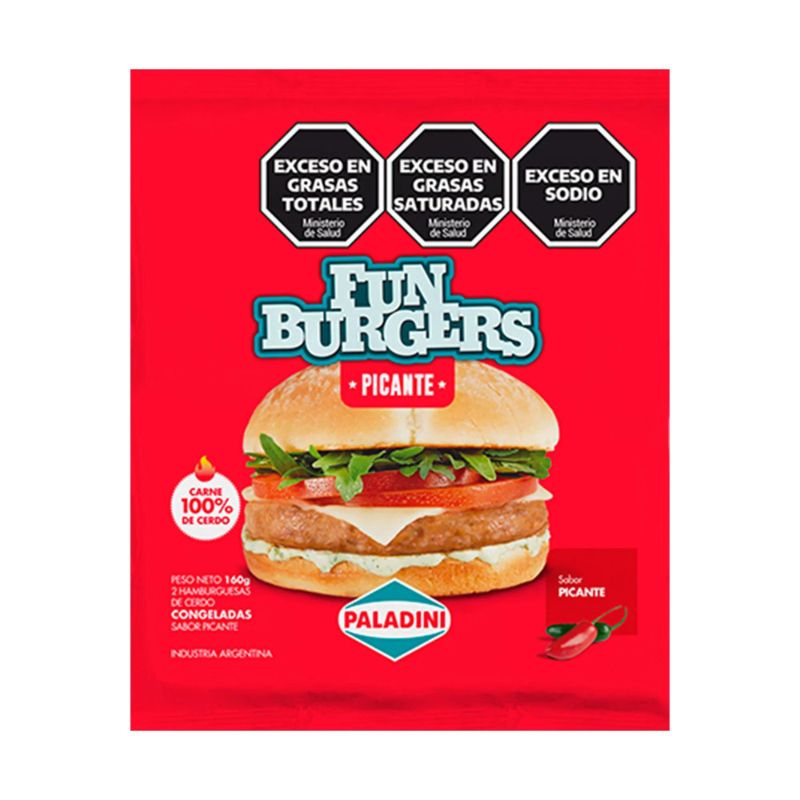 Hamburguesa Paladini Funburguer Picante X 160 Gr