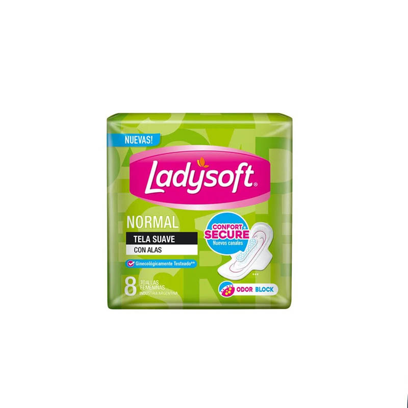 Toalla Ladysoft Normal Suave C/Alas X 8 Unid
