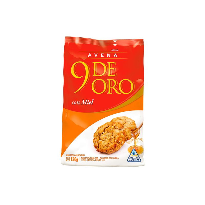 Galletitas 9 De Oro Avena Con Miel X 120 Gr
