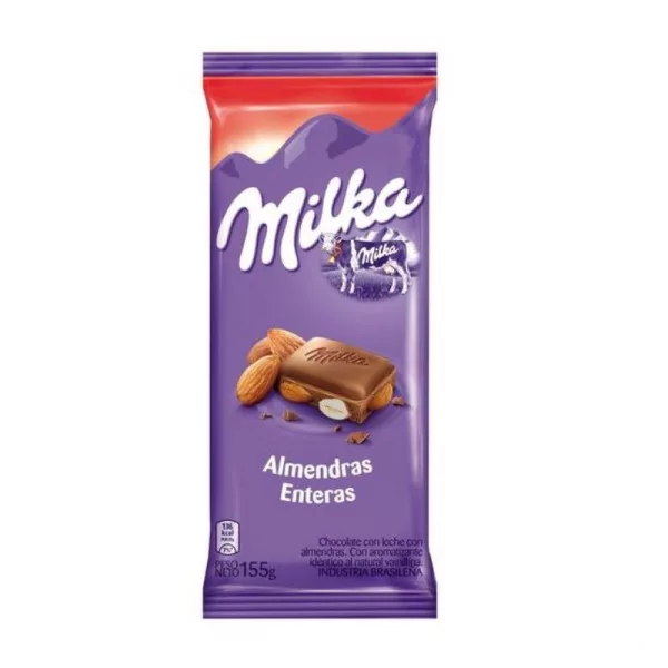 Chocolate Milka Con Almendras Enteras X 155 Gr