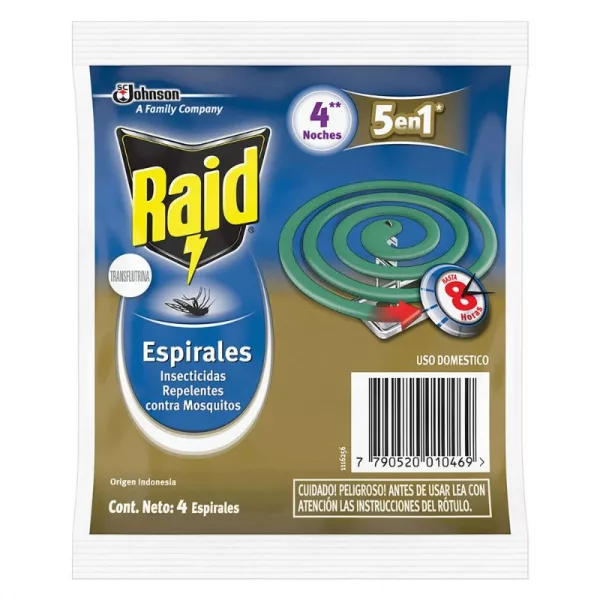 Espirales Raid 5 En 1 x 4 unid