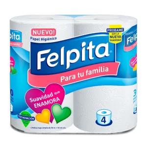 Papel Higienico Felpita Suavidad 4x30 X 4 Unid