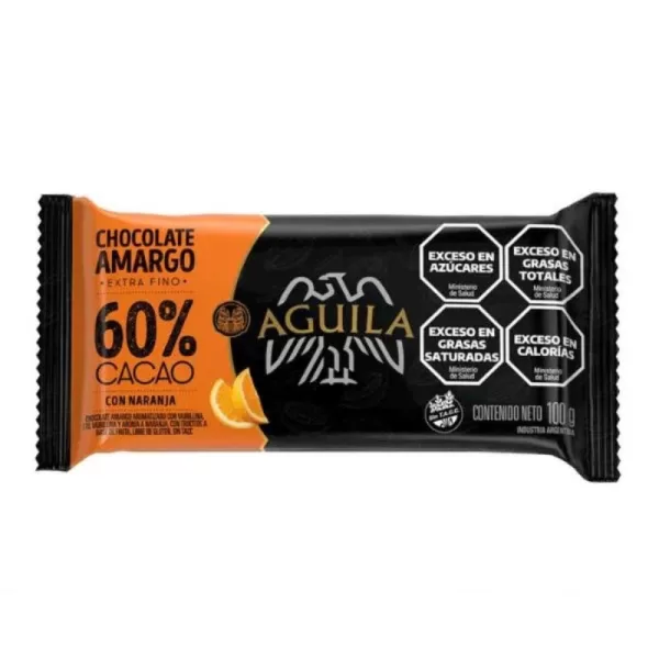 Chocolate Aguila 60% Cacao C/Naranja X 100 Gr