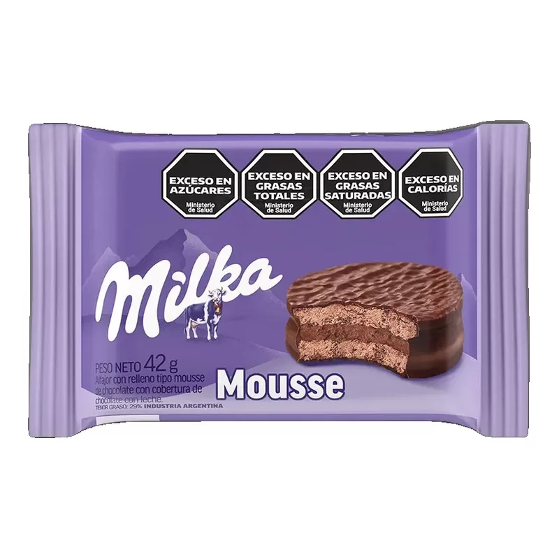Alfajor Milka Mousse Chocolate X 6 X 252 Gr