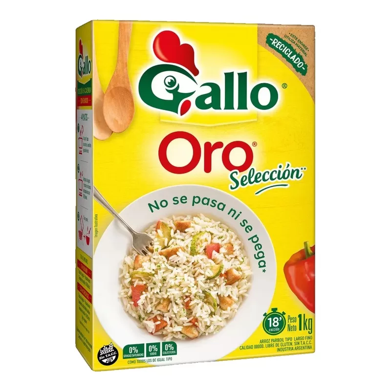 Arroz Gallo Oro Parboil Caja X 1 Kg