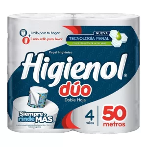 Papel Higienol Duo D/Hoja 4x50mts T/Pana X 4 Unid