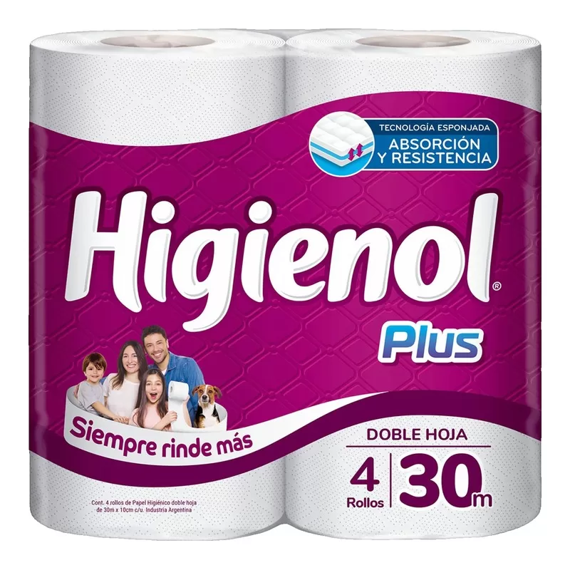 Papel Higienol Plus D/Hoja Fusionx30 Mt X 4 Unid