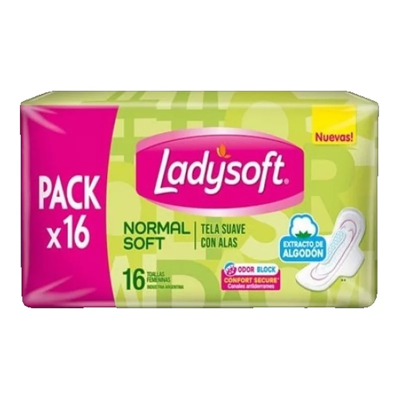 Toalla Ladysoft Normal Soft C/Alas (verd X 16 Unid