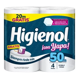 Papel Higienol Dob/Hoja 4x50mts Yapa X 4 Unid