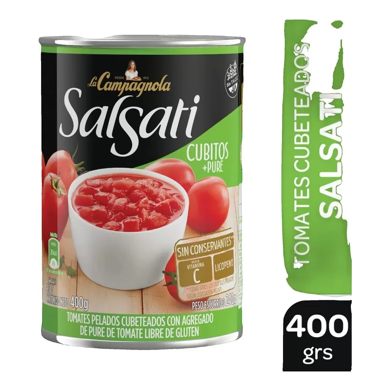 Tomate Salsati Cubeteado+pure X 400 Gr