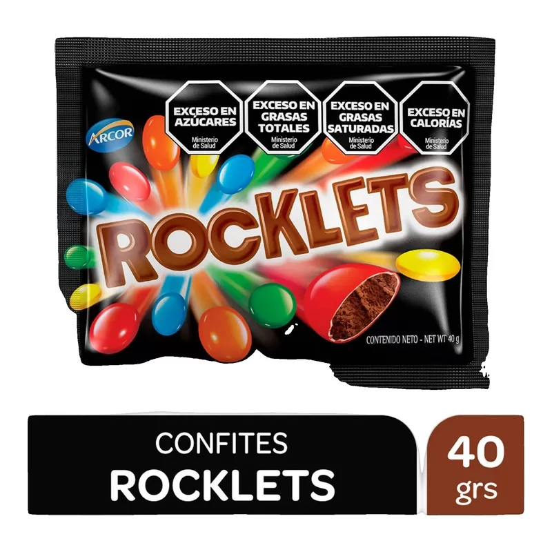 Confites Rocklets Chocolate X 40 Gr