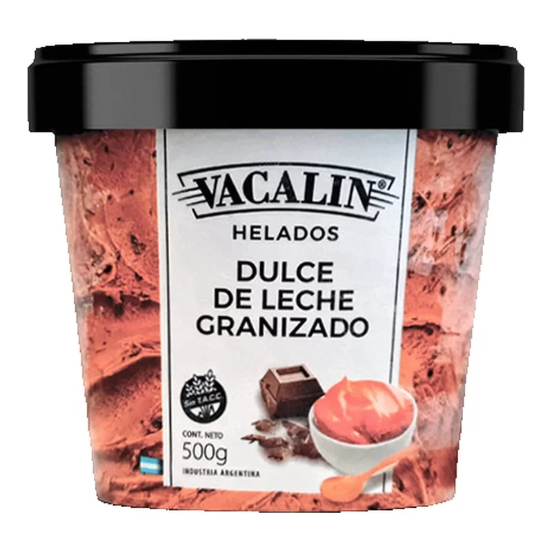 Helado Vacalin Dulce De Leche Granizado X 500 Gr