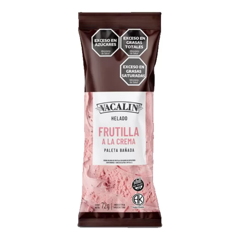 Helado Vacalin Paleta Bañada Frutilla X 75 Gr