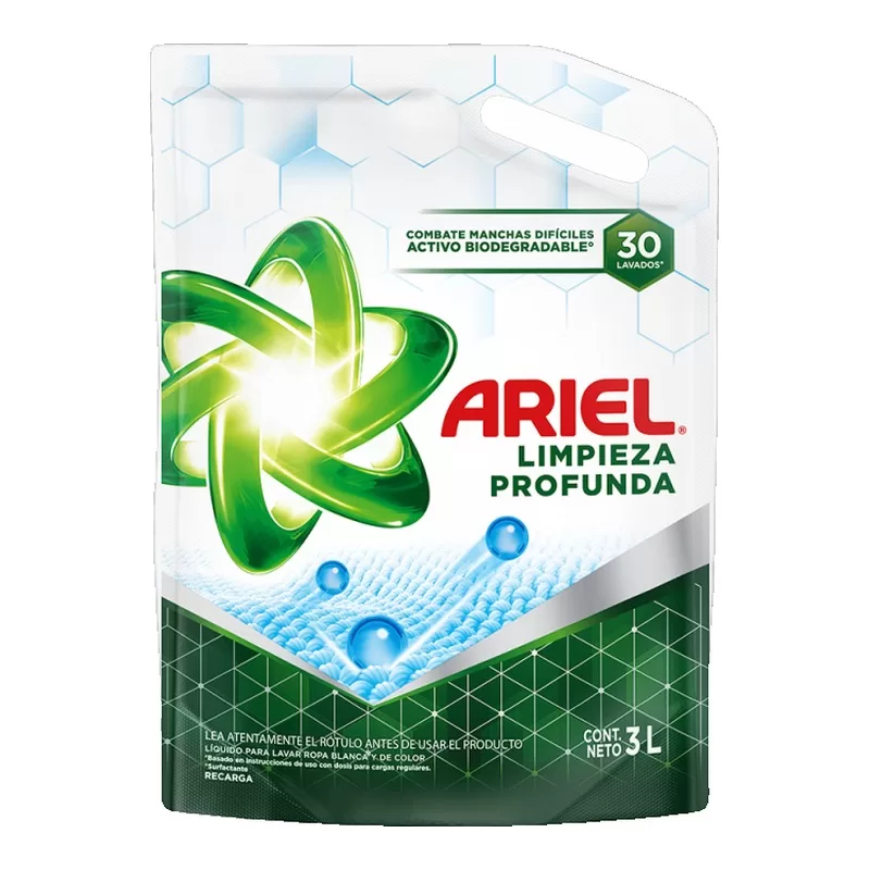 Detergente Ropa Ariel Limpieza Profunda X 3 Lt