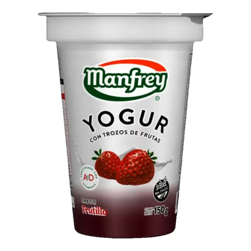 Yogur Manfrey Con Trozos De Frutilla X 150 Gr