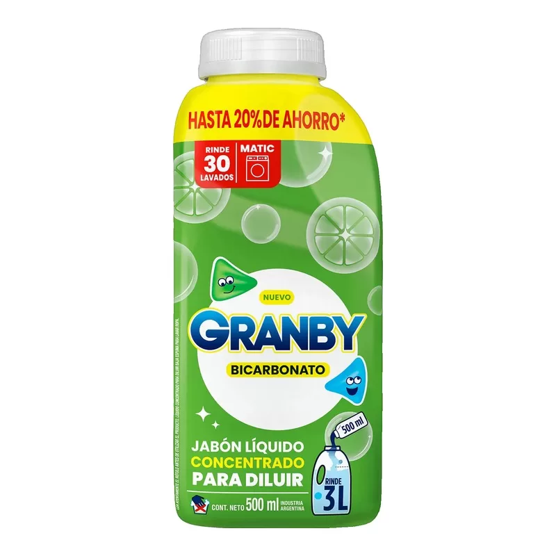Detergente Ropa Granby P/Diluir Bicarbo X 500 Cm3