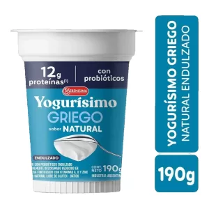 Yogur Yogurisimo Griego Natural Endulzad X 190 Gr