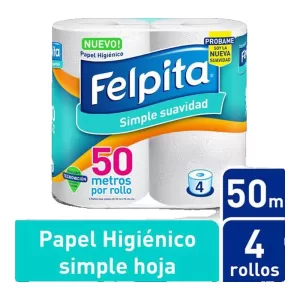 Papel Higienico Felpita H/S X 50 Mts X 4 Unid
