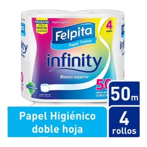 Papel Hig.Felpita Infinity 4x50 Mts D/H X 4 Unid