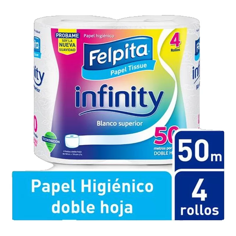 Papel Hig.Felpita Infinity 4x50 Mts D/H X 4 Unid