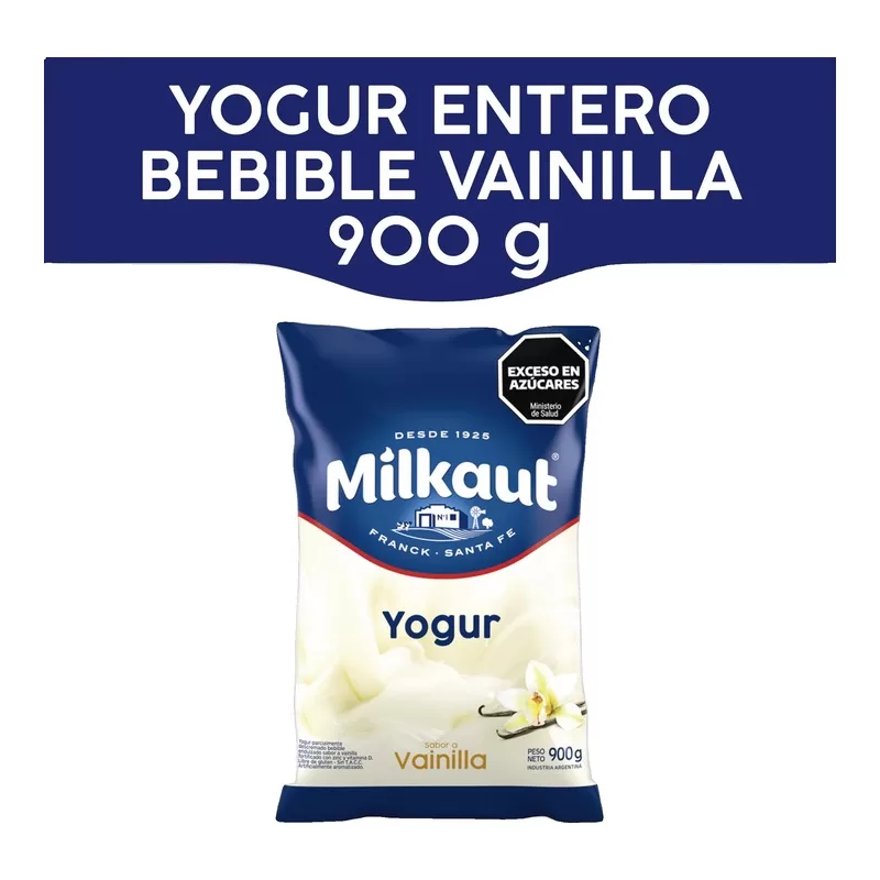 Yogur Milkaut Bebible Entero Vainilla X 900 Gr