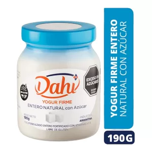 Yogur Dahi Entero Natural Con Azucar X 190 Gr
