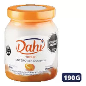 Yogur Dahi Entero Con Duraznos X 190 Gr