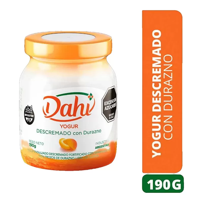 Yogur Dahi Descremado Con Duraznos X 190 Gr