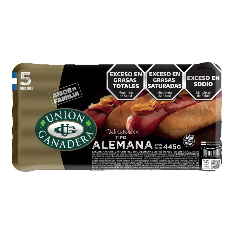 Salchicha Union Ganadera Alemana Larga X 445 Gr