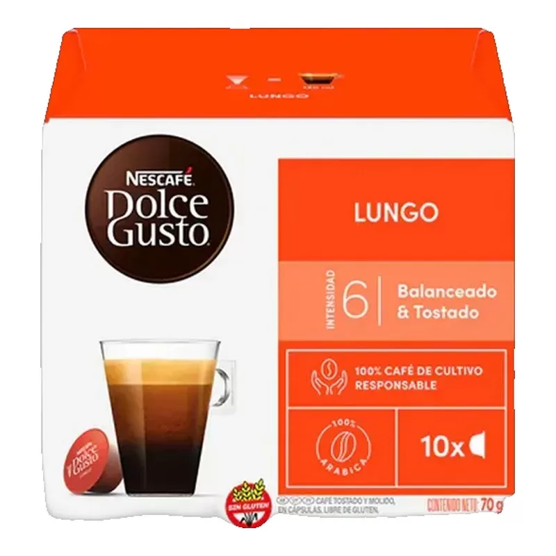 Capsulas Dolce Gusto Lungo X 10 Unid