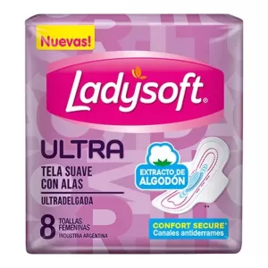 Toalla Ladysoft Tela Suave Ult X 8 Unid