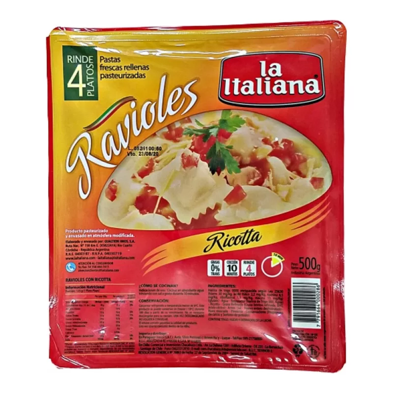 Ravioles La Italiana Ricotta X 500 Gr