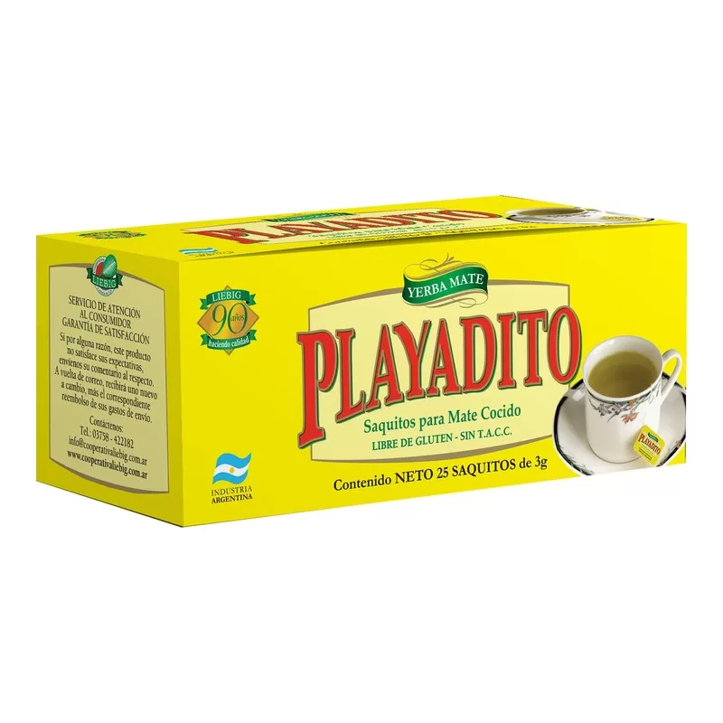 Mate Cocido Playadito En Saqui X 25 Unid