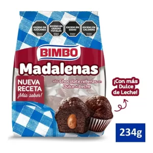 Magdalenas Bimbo Chocolate Rellenas X 234 Gr