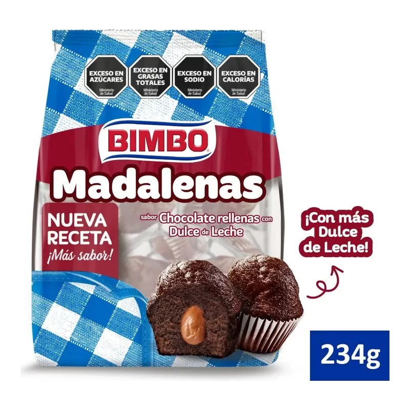 Magdalenas Bimbo Chocolate Rellenas X 234 Gr